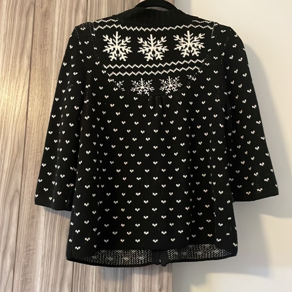 DC zip up snowflake sweater three quarter sleeve size large - Picture 5 of 9